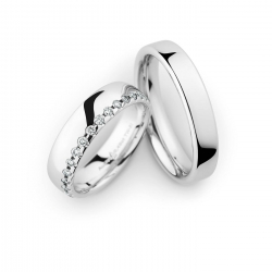 Gelin Damat Alyans - Beyaz taşlı evlilik yüzüğü