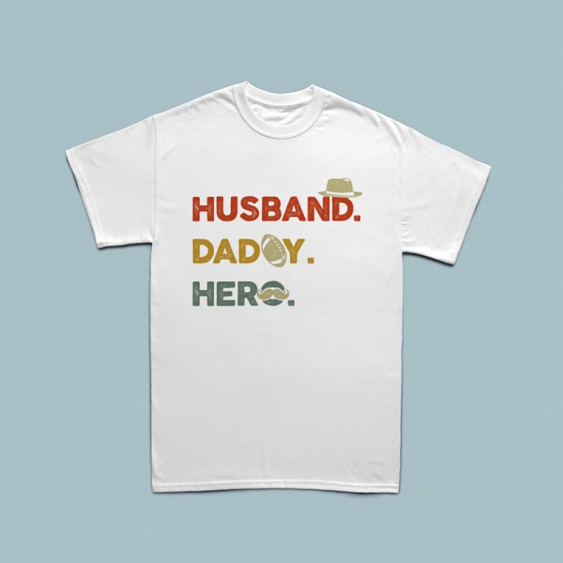 Husband, Daddy, Hero erkek tshirt
