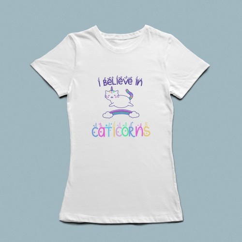  - I believe in Caticorns Baskılı Tişört