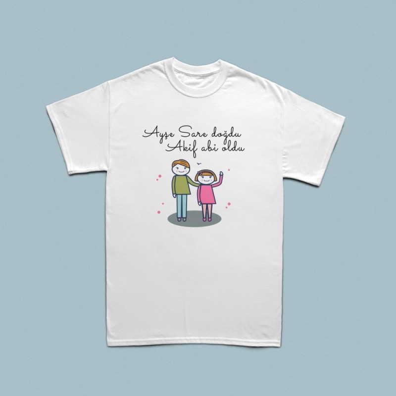 Kardeş doğum haberi temalı çocuk t-shirt - 1