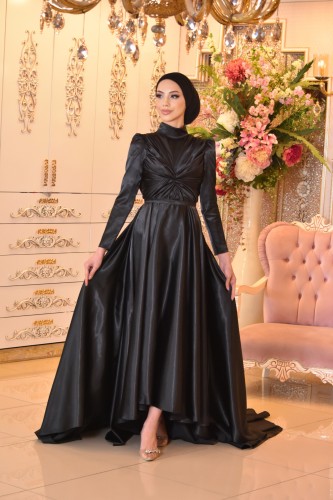 GELİN DAMAT - Sümbül Siyah Tesettür Elbise