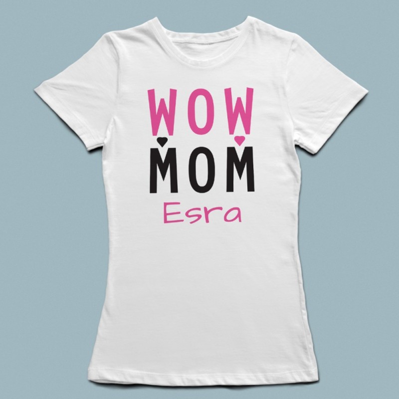 Wow Mom Baskılı Anne T-shirt - 1